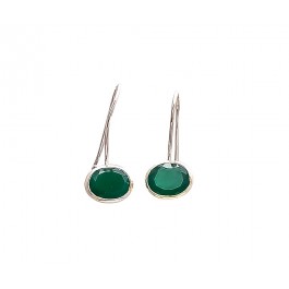 Silver 925 Ear Rings With Green Onyx 